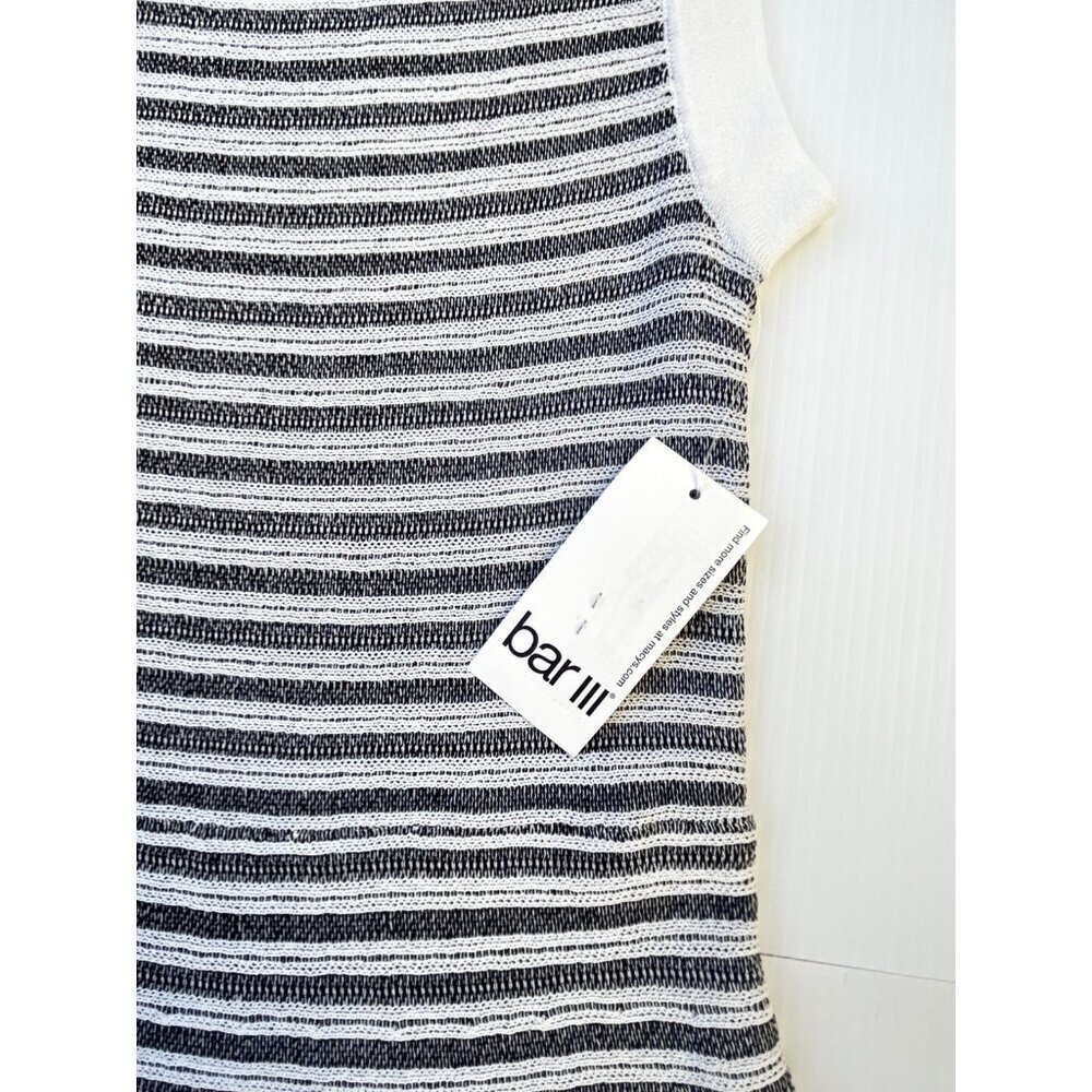 NWT Bar III Sleeveless Knit Dress Black White Stripe Size M Midi Stretch - Picture 9 of 15